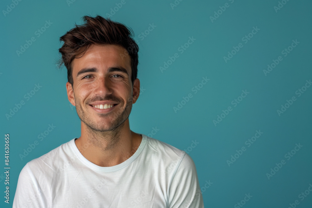 A close up portrait of a young man with a subtle smile A close up portrait of a young man with a subtle smile