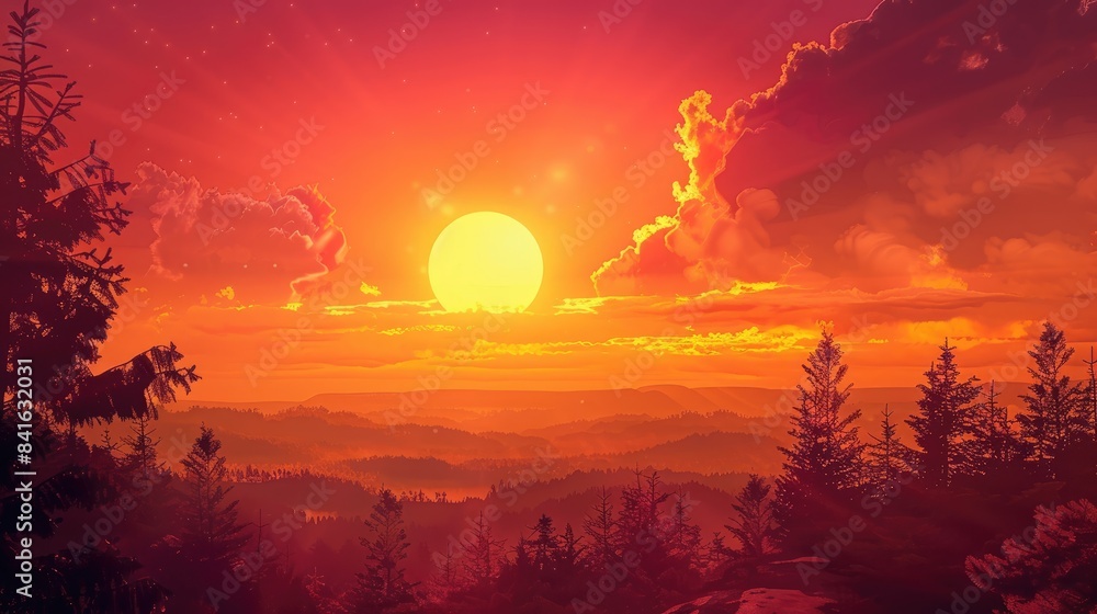 Fototapeta premium Glowing Sun as Day Ends