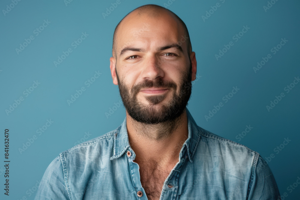 Fototapeta premium A close up portrait of a young man with a subtle smile