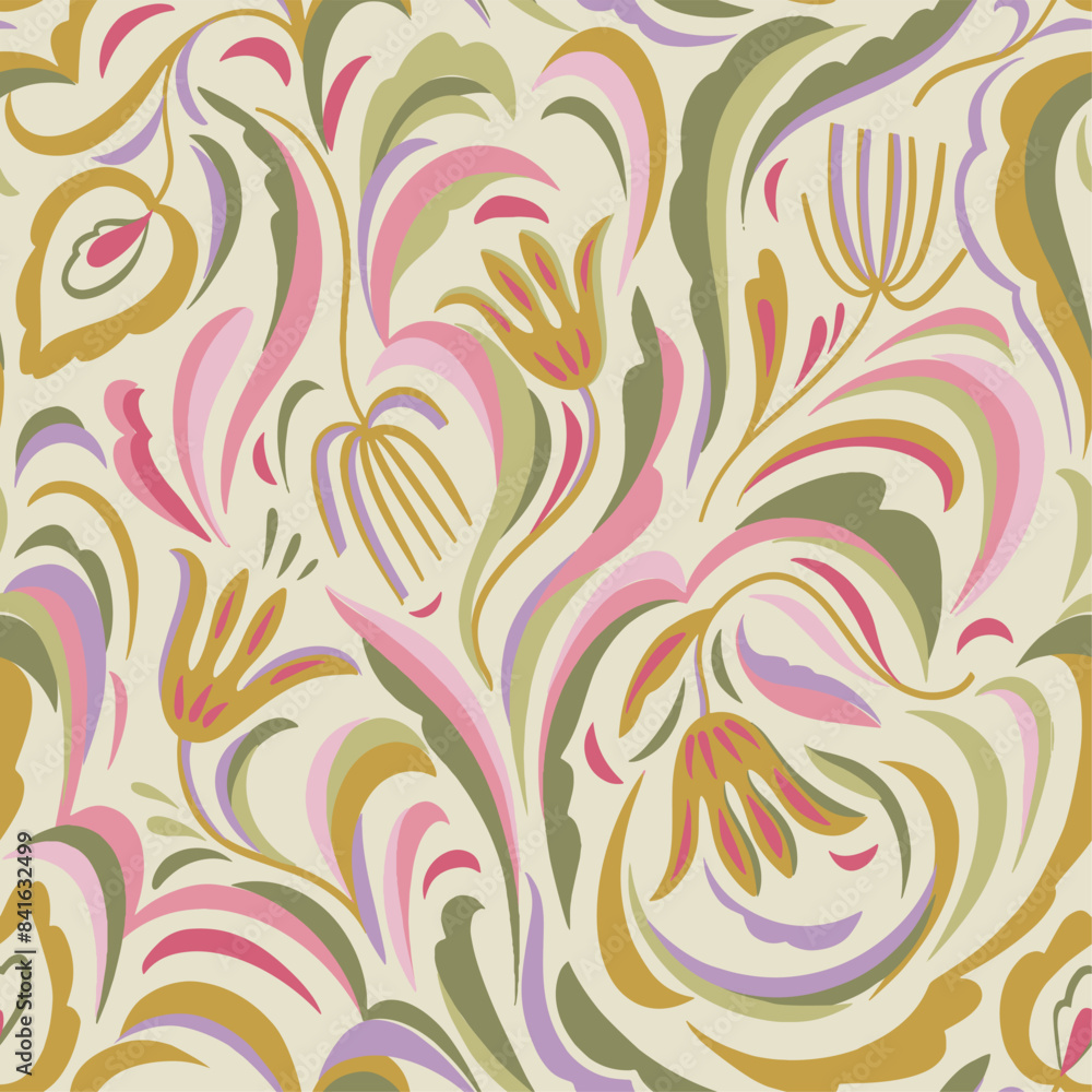 abstract seamless vector pattern with folk decorative flowers and elements abstract seamless vector pattern with folk decorative flowers and elements