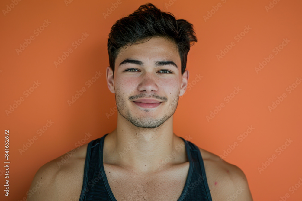 Fototapeta premium A close up portrait of a young man with a subtle smile