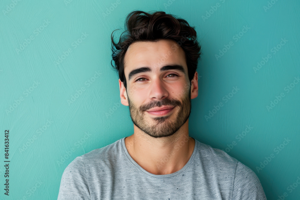 Fototapeta premium A close up portrait of a young man with a subtle smile