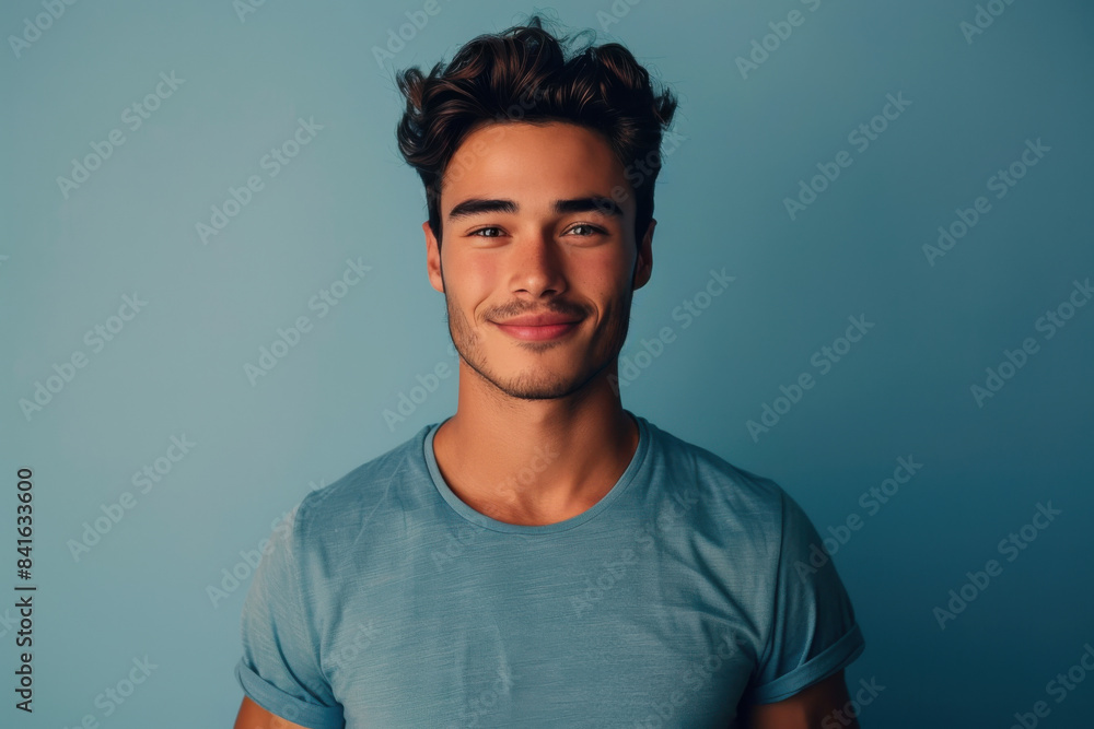 Fototapeta premium A close up portrait of a young man with a subtle smile