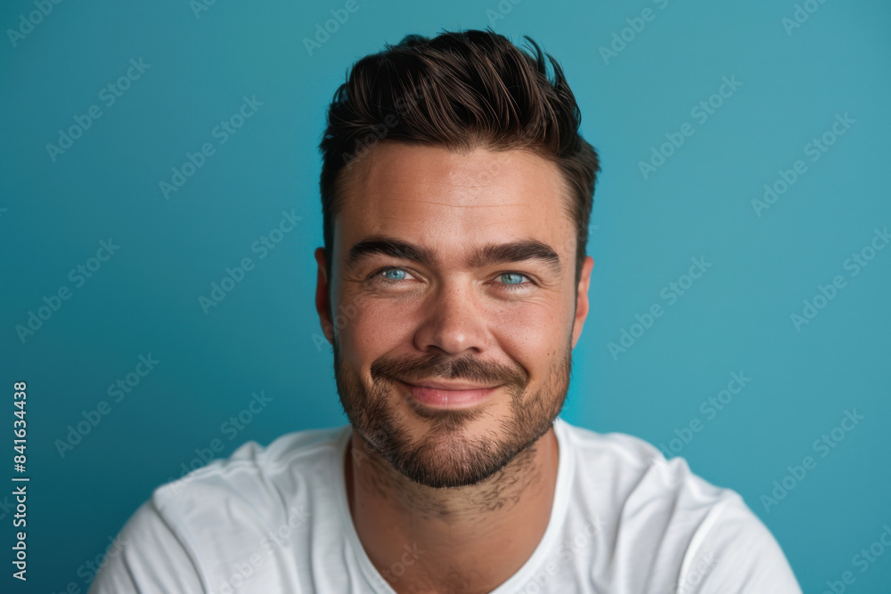Obraz premium A close up portrait of a young man with a subtle smile