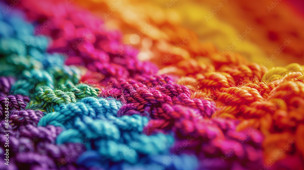 Fototapeta premium Close-Up of Vibrant Multicolored Woven Fabric Texture