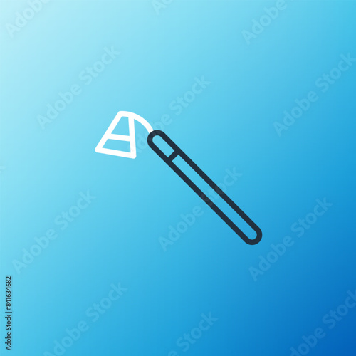 Line Garden hoe icon isolated on blue background. Tool for horticulture, agriculture, farming. Colorful outline concept. Vector