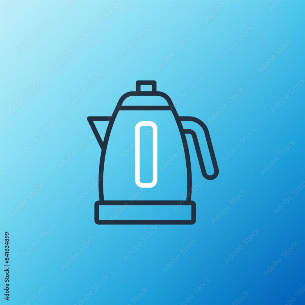 Line Electric kettle icon isolated on blue background. Teapot icon. Colorful outline concept. Vector Line Electric kettle icon isolated on blue background. Teapot icon. Colorful outline concept. Vector