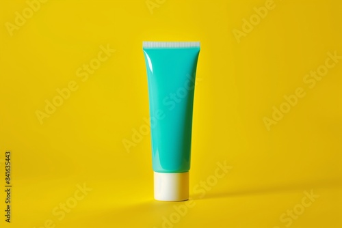 Wallpaper Mural Tube of sunblock on a yellow background. Minimalist product photography. Skincare and summer protection concept. Design for advertisement, packaging, and poster. Banner with copy space. Torontodigital.ca