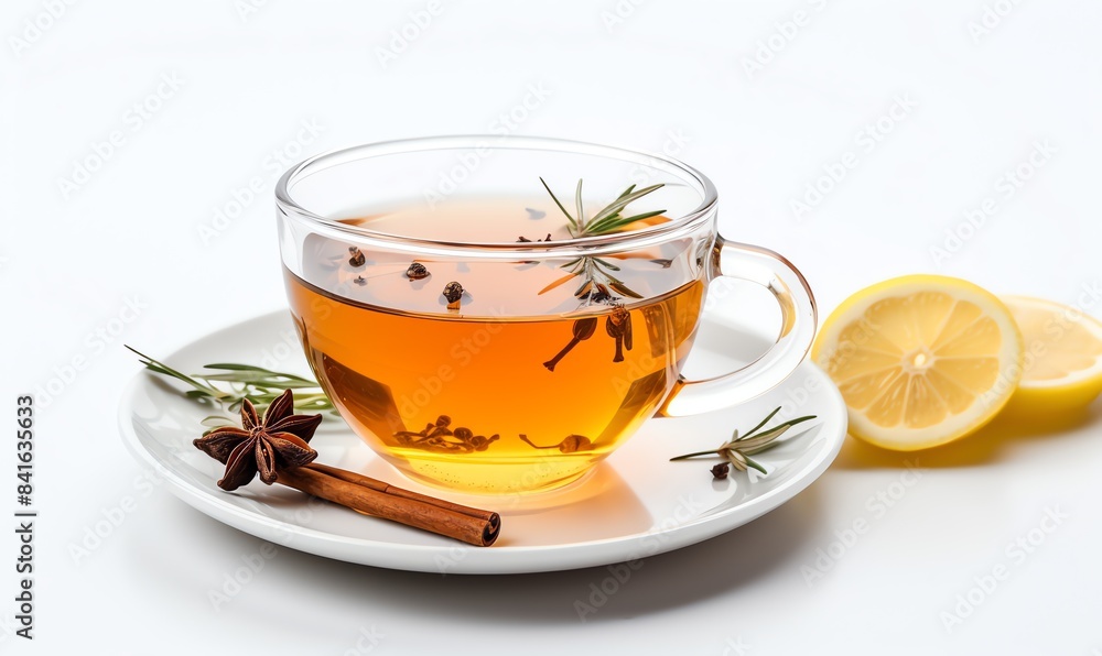 Serene tea on white surface Serene tea on white surface