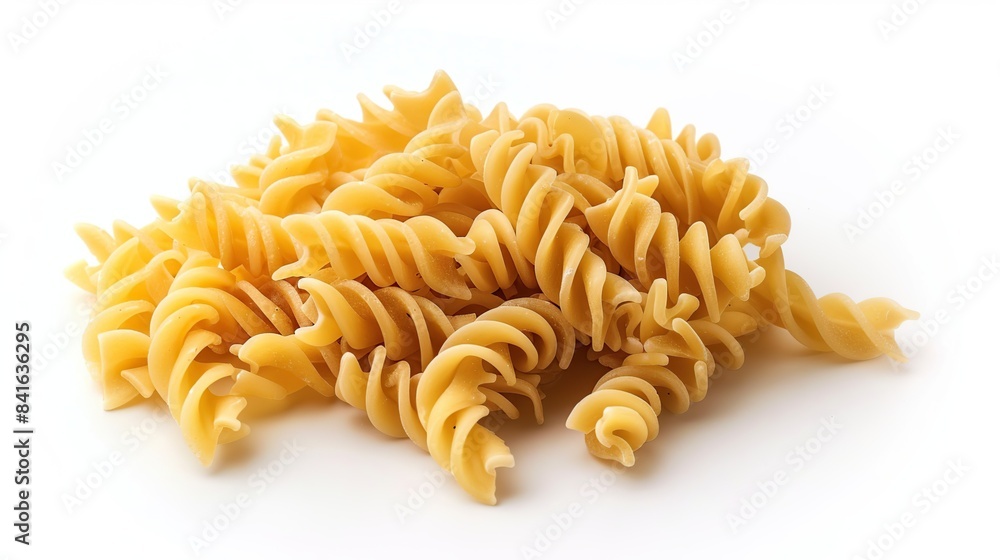 Spiral fusilli on a white background . Generative Ai Spiral fusilli on a white background . Generative Ai
