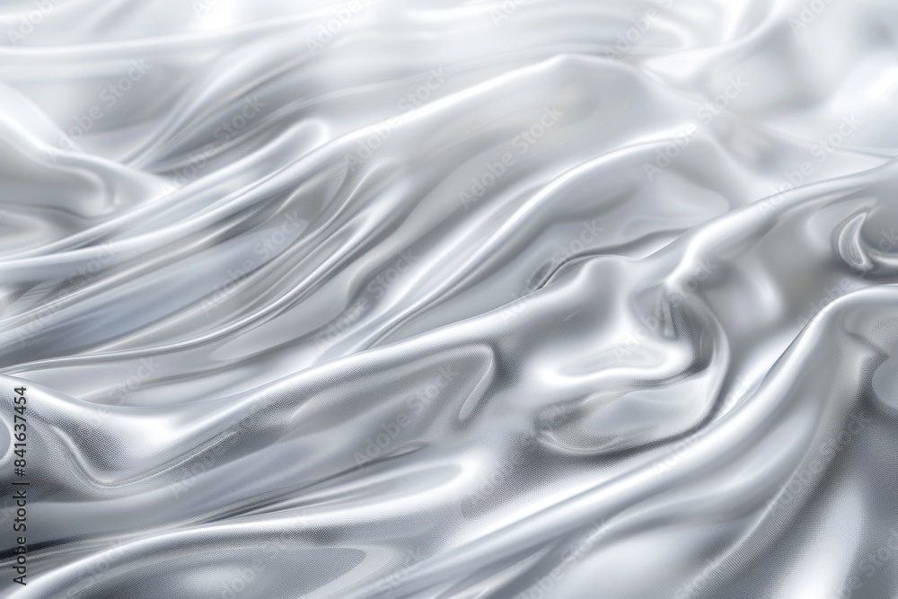Silver Satin Fabric with Fluid Texture