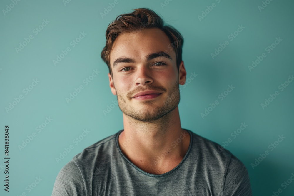 Obraz premium A close up portrait of a young man with a subtle smile