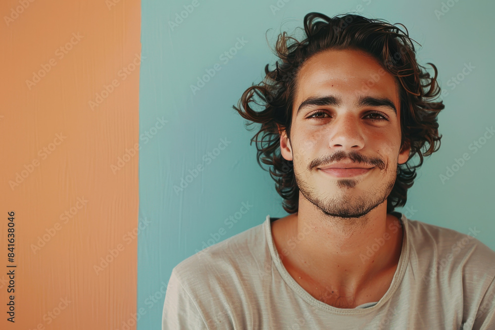 A close up portrait of a young man with a subtle smile A close up portrait of a young man with a subtle smile