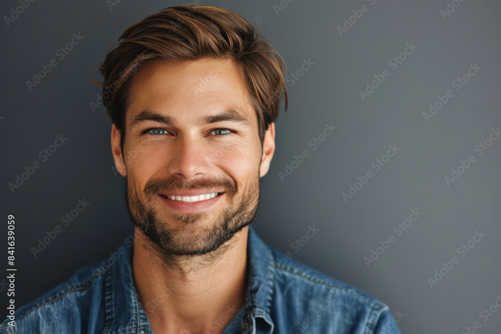 Obraz premium A close up portrait of a young man with a subtle smile