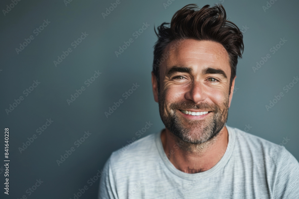 Obraz premium A close up portrait of a young man with a subtle smile