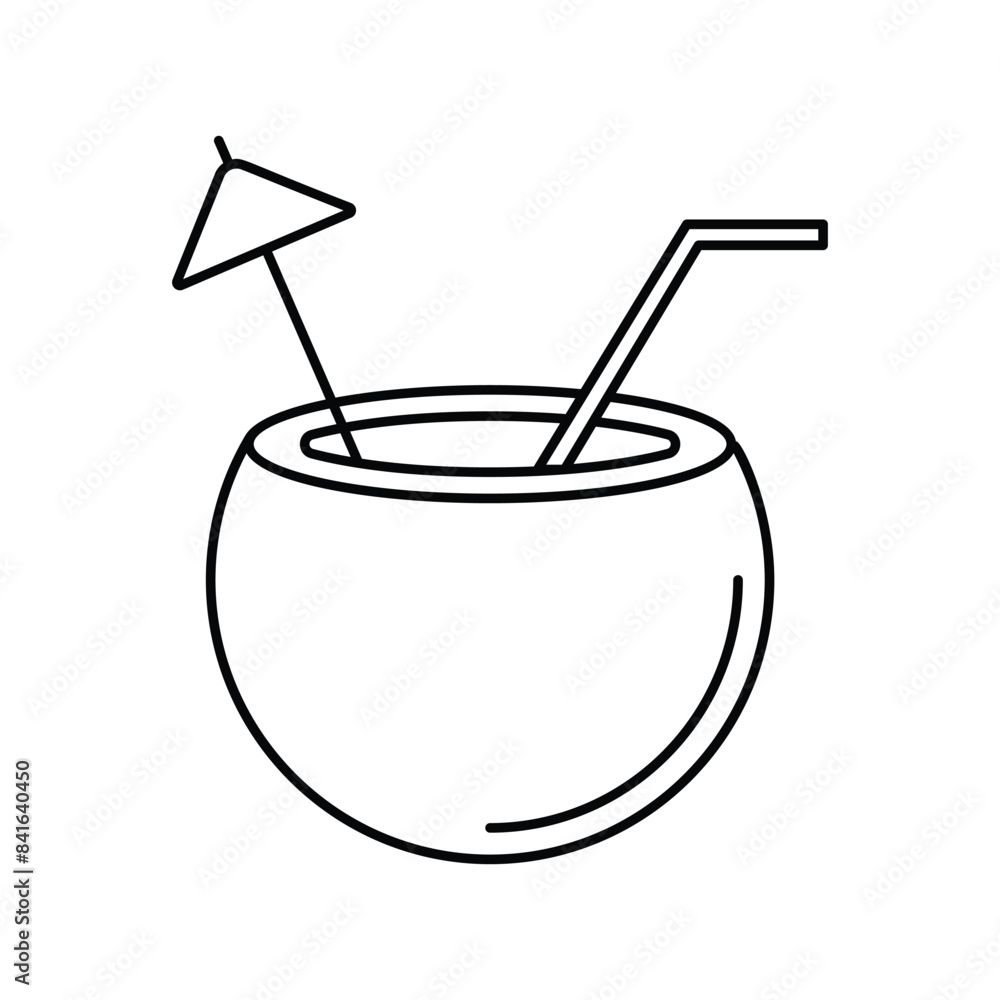 coconut drink icon with white background vector stock illustration