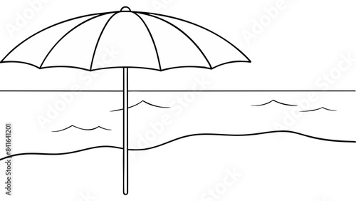 simple vector illustration of a beach umbrella by the sea.