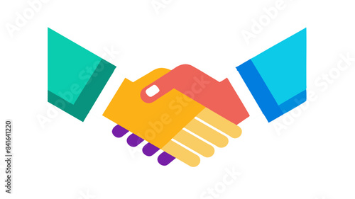 A colorful illustration of a handshake.