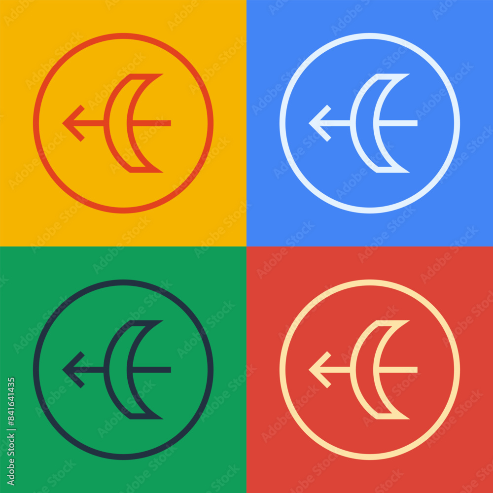 Pop art line Sagittarius zodiac sign icon isolated on color background. Astrological horoscope collection. Vector Pop art line Sagittarius zodiac sign icon isolated on color background. Astrological horoscope collection. Vector