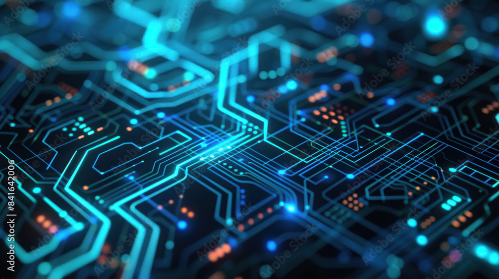 A close-up illustration of a glowing circuit board, showcasing detailed electronic components and pathways in vibrant blue and orange colors. A close-up illustration of a glowing circuit board, showcasing detailed electronic components and pathways in vibrant blue and orange colors.