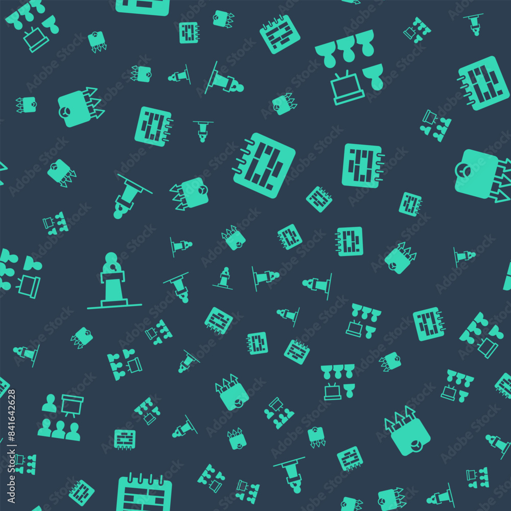 Set Calendar, Training, presentation, Speaker and Weight loss on seamless pattern. Vector Set Calendar, Training, presentation, Speaker and Weight loss on seamless pattern. Vector