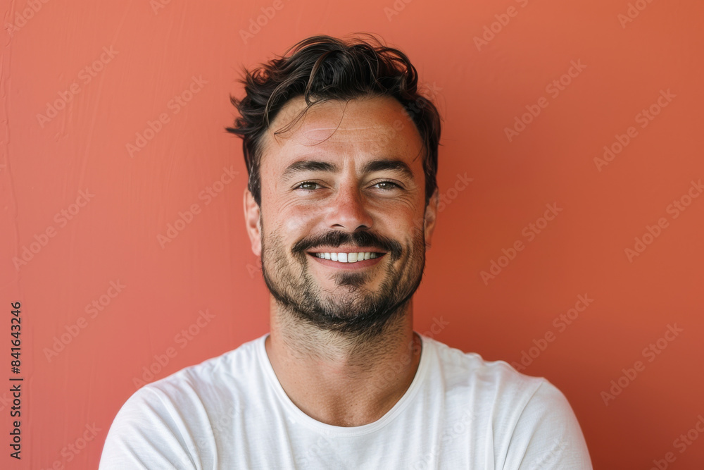 Fototapeta premium A close up portrait of a young man with a subtle smile