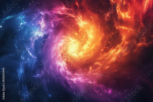 A mesmerizing cosmic swirl of vibrant colors, showcasing the beauty of space and the fascinating phenomena of nebulae in the universe. © tonstock