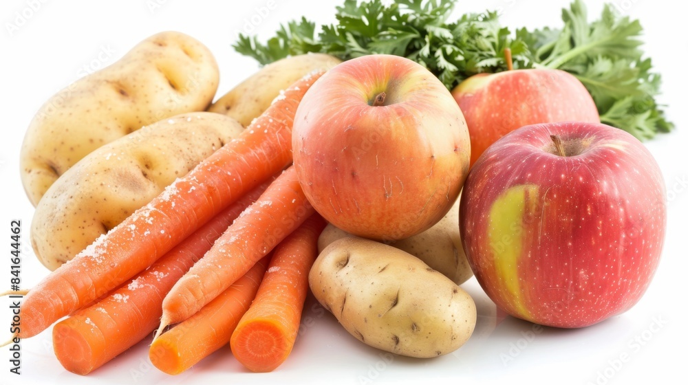 Fresh Organic Vegetables and Apples on White Background. World Vegetarian Day Fresh Organic Vegetables and Apples on White Background. World Vegetarian Day