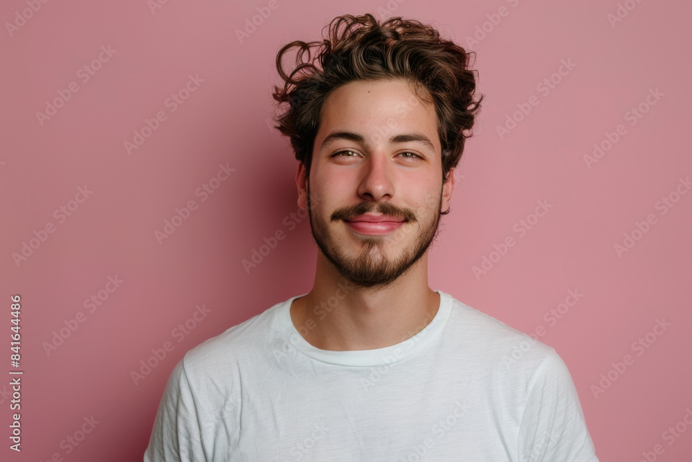 A close up portrait of a young man with a subtle smile A close up portrait of a young man with a subtle smile