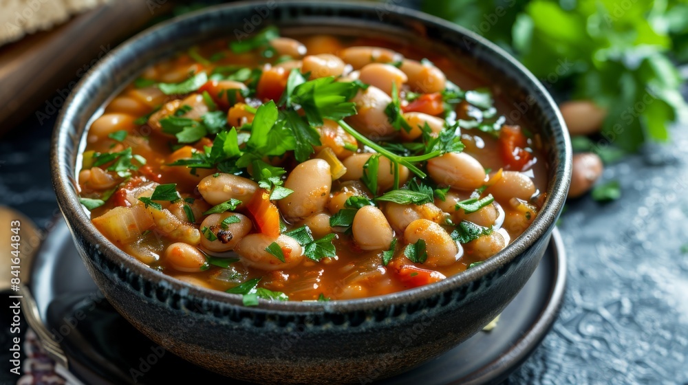 Instant Pot Harissa Bean Stew. Hearty Bean Soup with Fresh Herbs Instant Pot Harissa Bean Stew. Hearty Bean Soup with Fresh Herbs