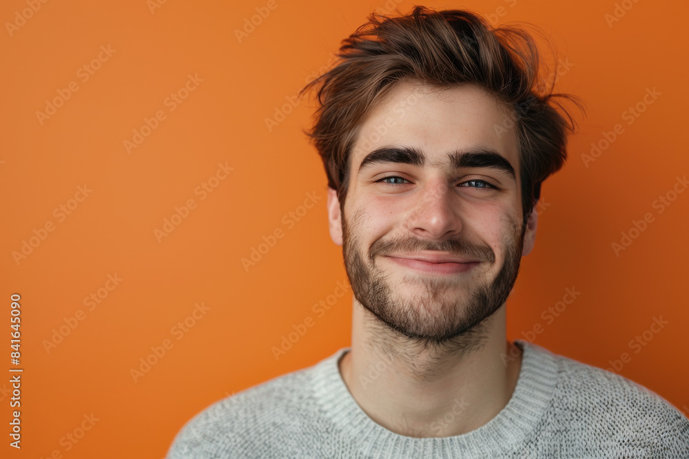 Fototapeta premium A close up portrait of a young man with a subtle smile