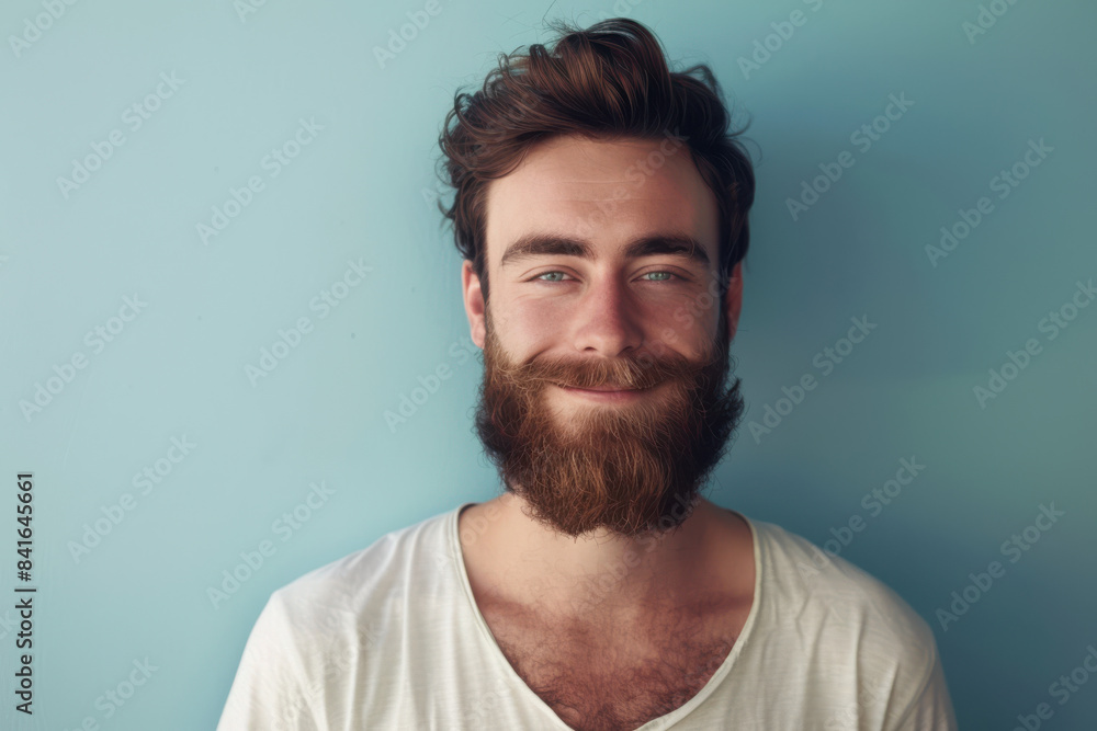 Obraz premium A close up portrait of a young man with a subtle smile