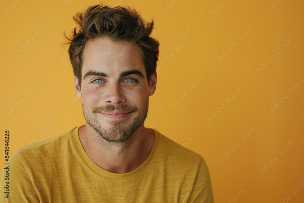 Obraz premium A close up portrait of a young man with a subtle smile