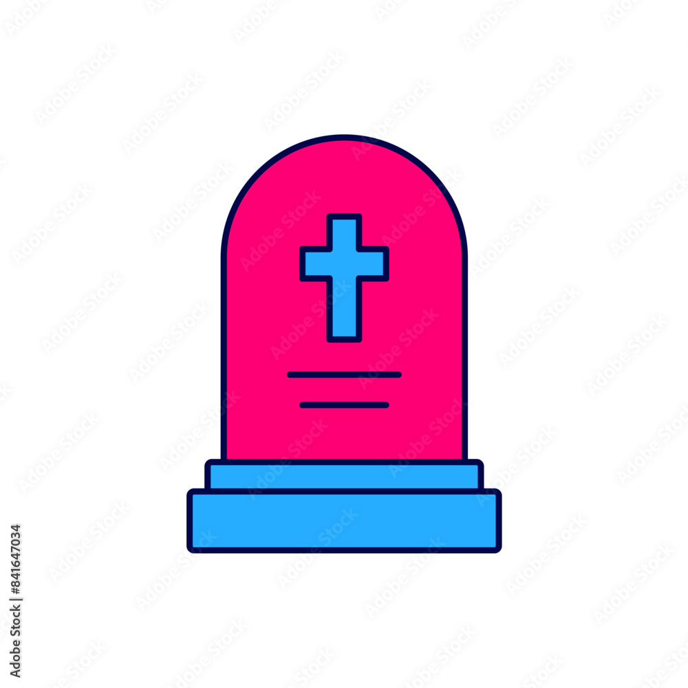 Filled outline Grave with tombstone icon isolated on white background. Vector Filled outline Grave with tombstone icon isolated on white background. Vector
