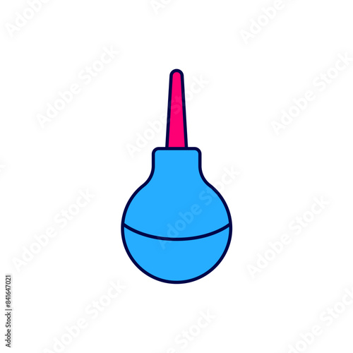 Filled outline Enema icon isolated on white background. Enema with a plastic tip. Medical pear. Vector