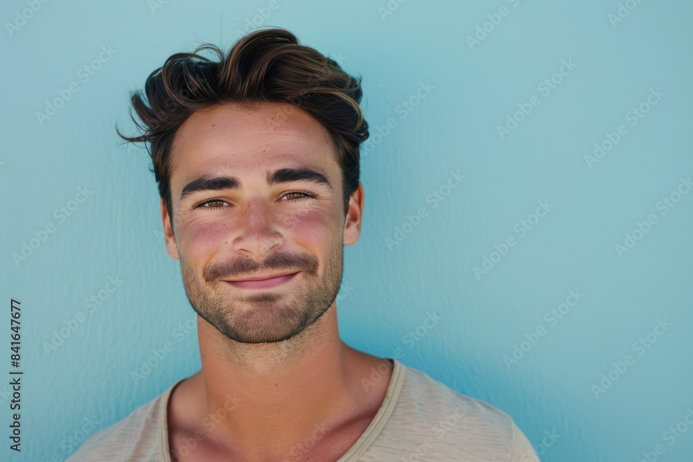Fototapeta premium A close up portrait of a young man with a subtle smile