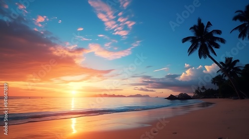 Background sky sunset  love travel to the beach orange tone  Bright in Phuket Thailand  Blue light moment