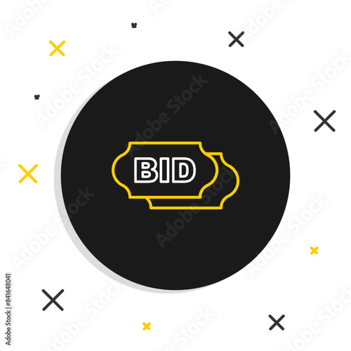 Line Bid icon isolated on white background. Auction bidding. Sale and buyers. Colorful outline concept. Vector