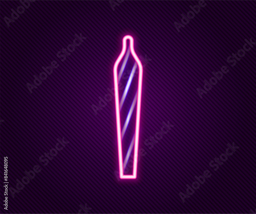 Glowing neon line Marijuana joint, spliff icon isolated on black background. Cigarette with drug, marijuana cigarette rolled. Colorful outline concept. Vector