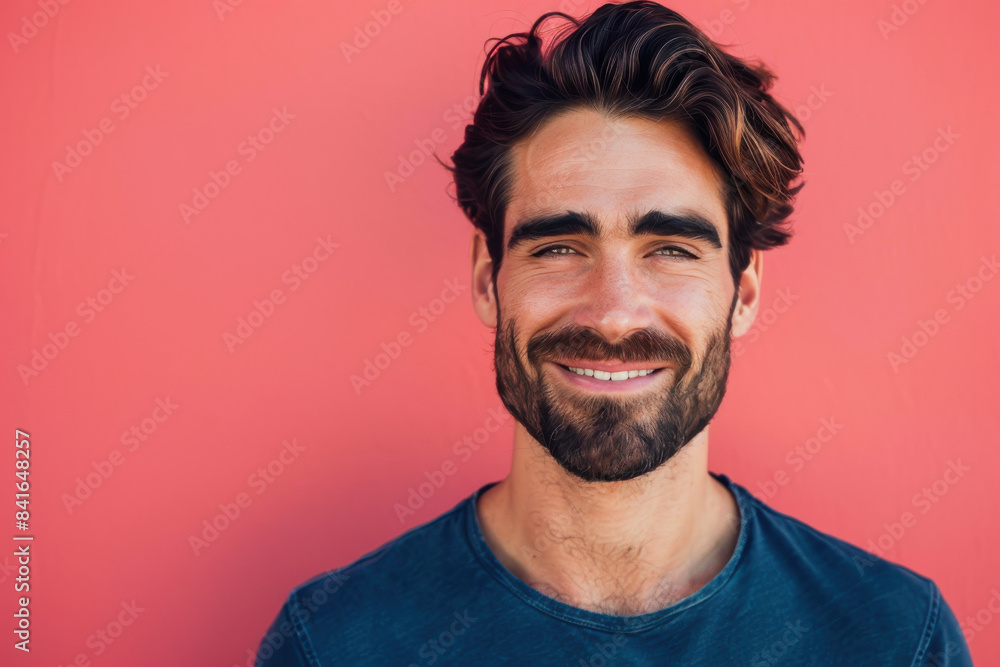 A close up portrait of a young man with a subtle smile A close up portrait of a young man with a subtle smile