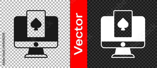 Black Online poker table game icon isolated on transparent background. Online casino. Vector