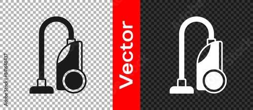 Black Vacuum cleaner icon isolated on transparent background. Vector