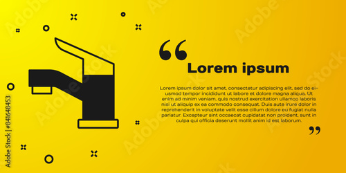 Black Water tap icon isolated on yellow background. Vector