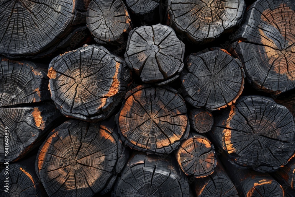 Fototapeta premium Burnt Wood Logs Texture