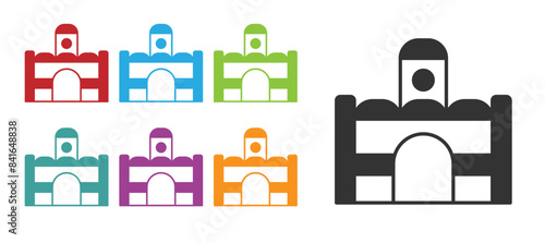 Black Egyptian house icon isolated on white background. Set icons colorful. Vector