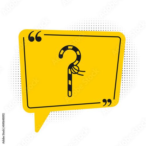 Black Crook icon isolated on white background. Ancient Egypt symbol. Scepters of egypt. Yellow speech bubble symbol. Vector