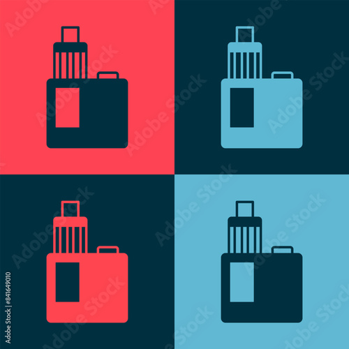 Pop art Vape mod device icon isolated on color background. Vape smoking tool. Vaporizer Device. Vector