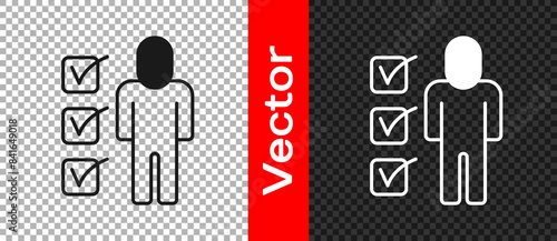 Black Resume icon isolated on transparent background. CV application. Searching professional staff. Analyzing personnel resume. Vector