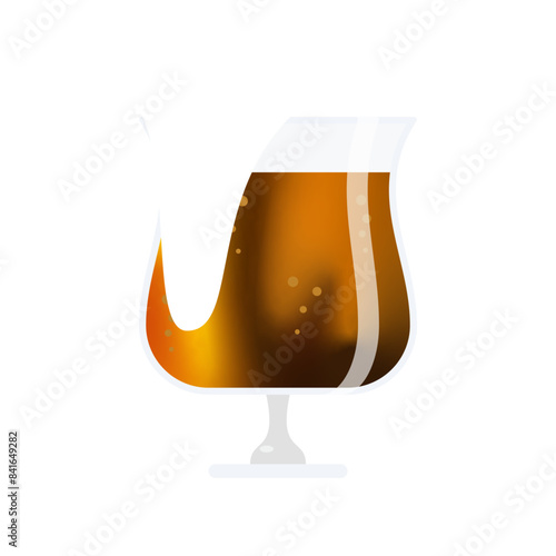 チューリップグラスから泡があふれるビール