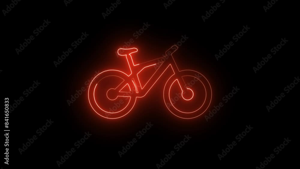 Glowing Neon Line Bicycle Icon Isolated. Flat style Bicycle icon animation. Glowing Neon Line Bicycle Icon Isolated. Flat style Bicycle icon animation.
